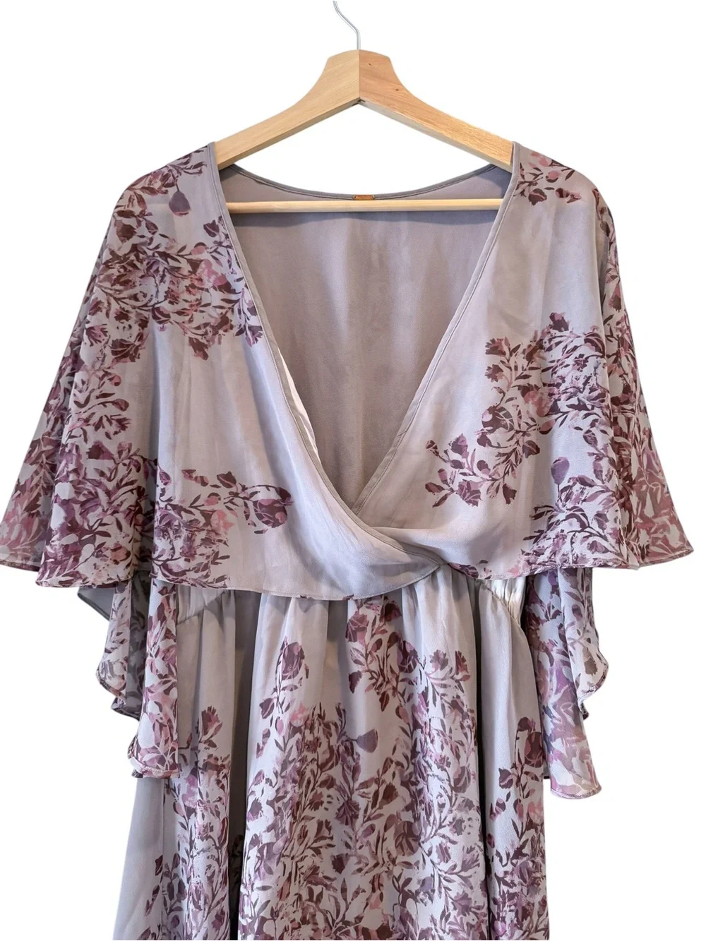 Free People Lavender Floral Chiffon Mini Dress | Flutter Sleeve